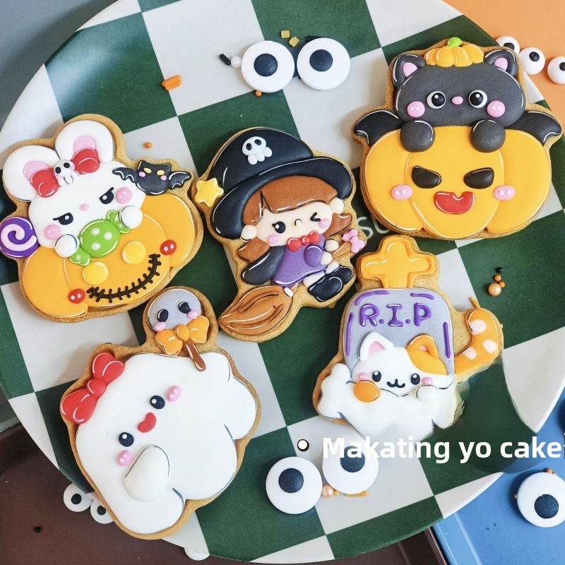 Kitchen Witch Baking - Cadılar Bayramı Kabak Cadı Hayalet Karikatür