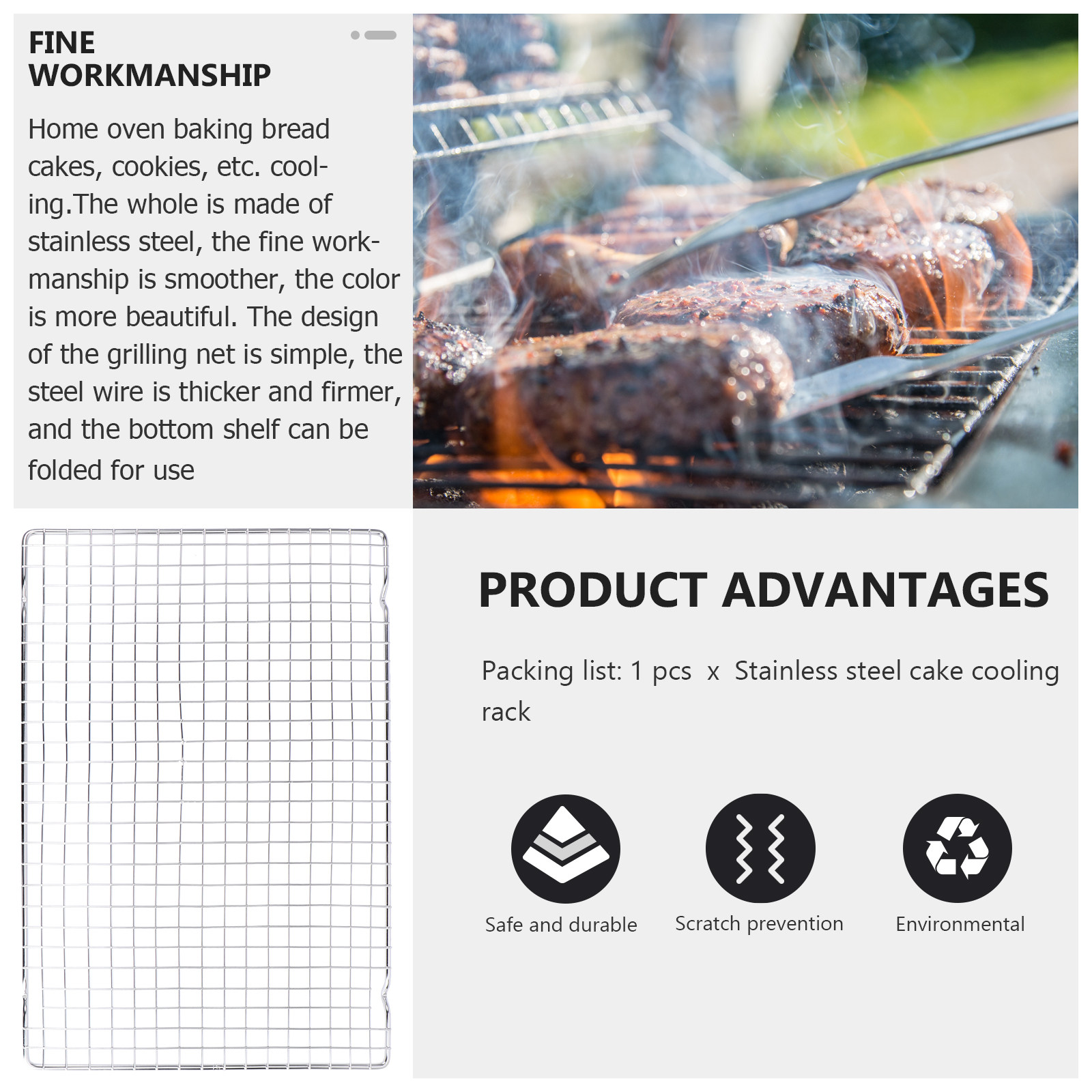 Kitchen Baking Rack - 1 Adet Fırın Soğutma Rafı, Paslanmaz