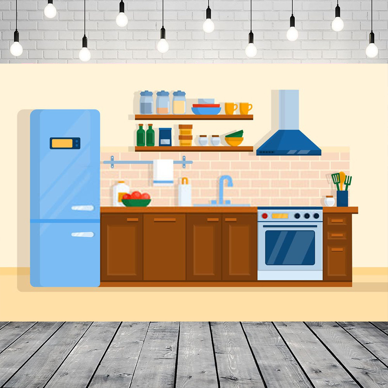 Kitchen Baking Background - Karikatür Mutfak Fotoğrafçılığı Arka Planı Çocuklar